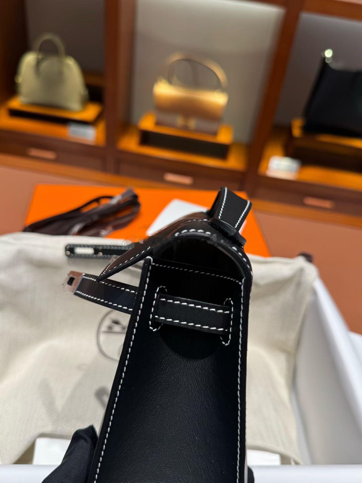 Kellypochette 一代 黑色内拼珍珠灰 So马蹄印爱马仕hermes 