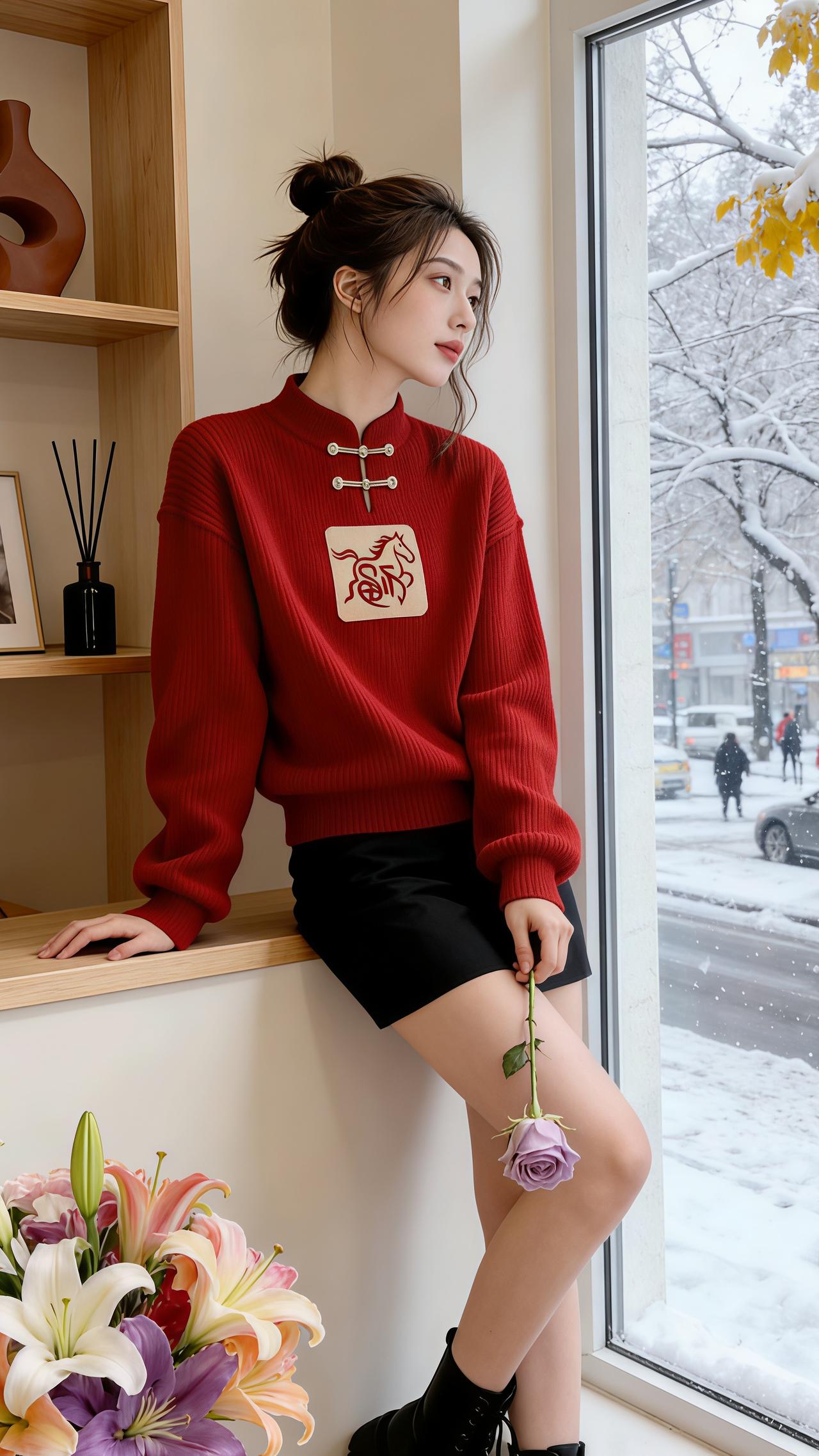 穿搭 温柔穿搭 穿搭搭配 红毛衣 上衣穿搭