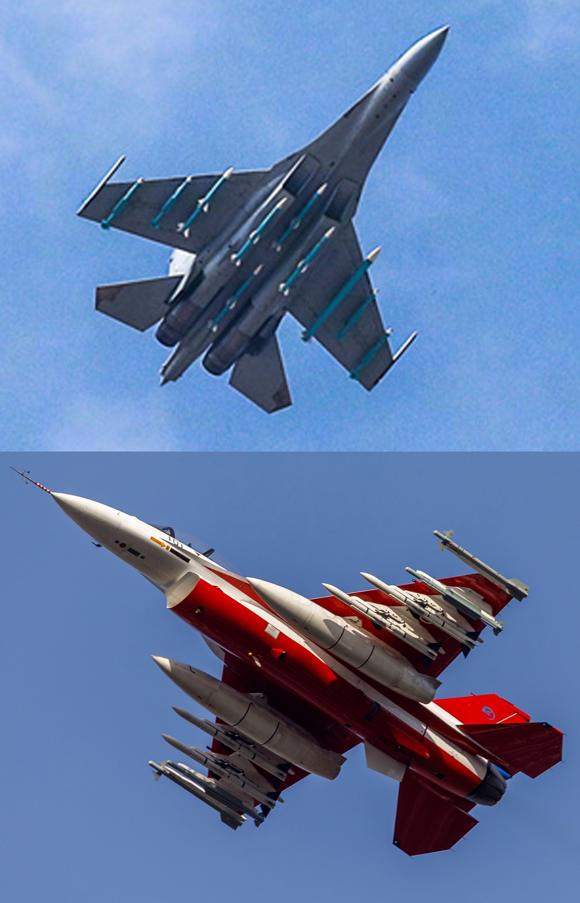 中日主力战机满挂对比：“歼-16”VS“F-2B”歼-16战斗机：近距格斗弹霹雳