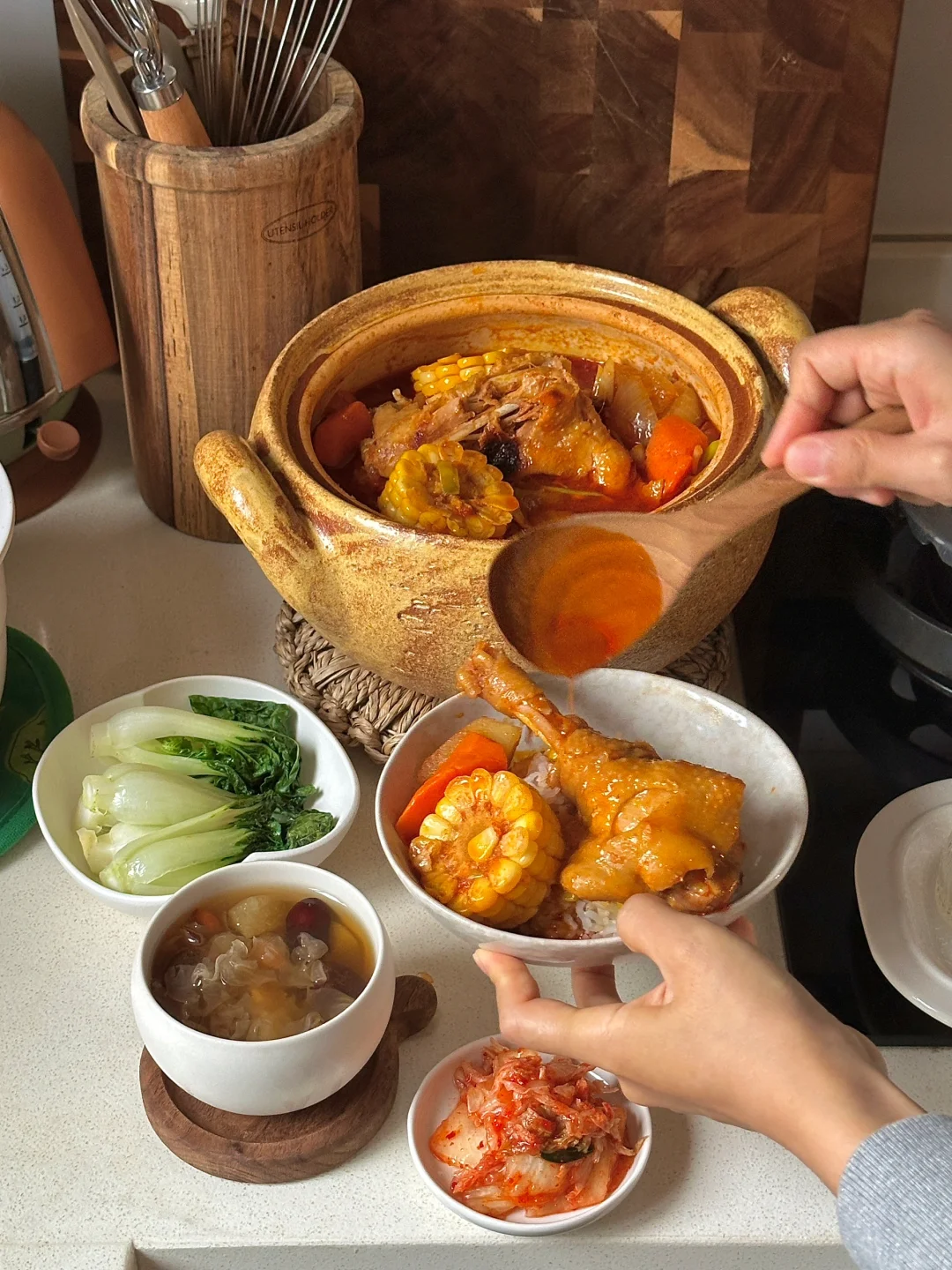 冬日暖食|韩式辣炖鸡汤饭🌽🍗🍲