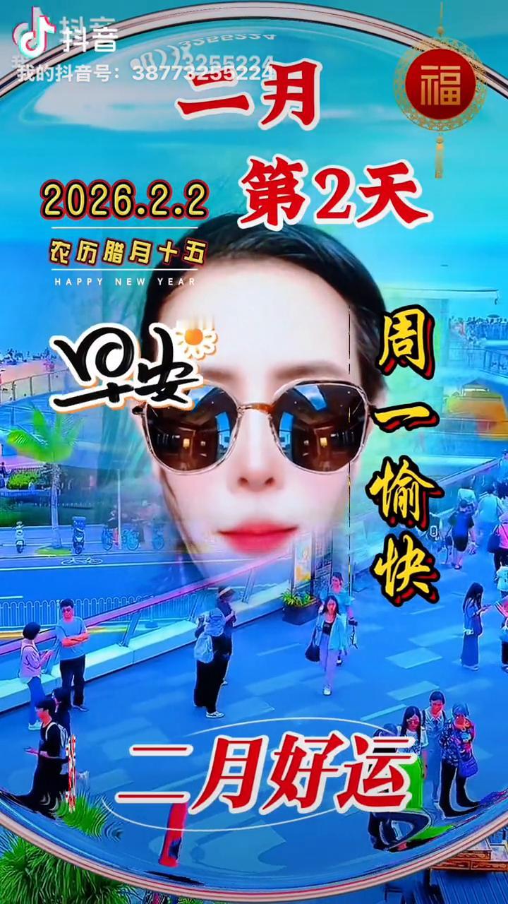 二月好运第2天。
2026.2.2，农历腊月十五，周一愉快。回眸一瞬间，绿水映青