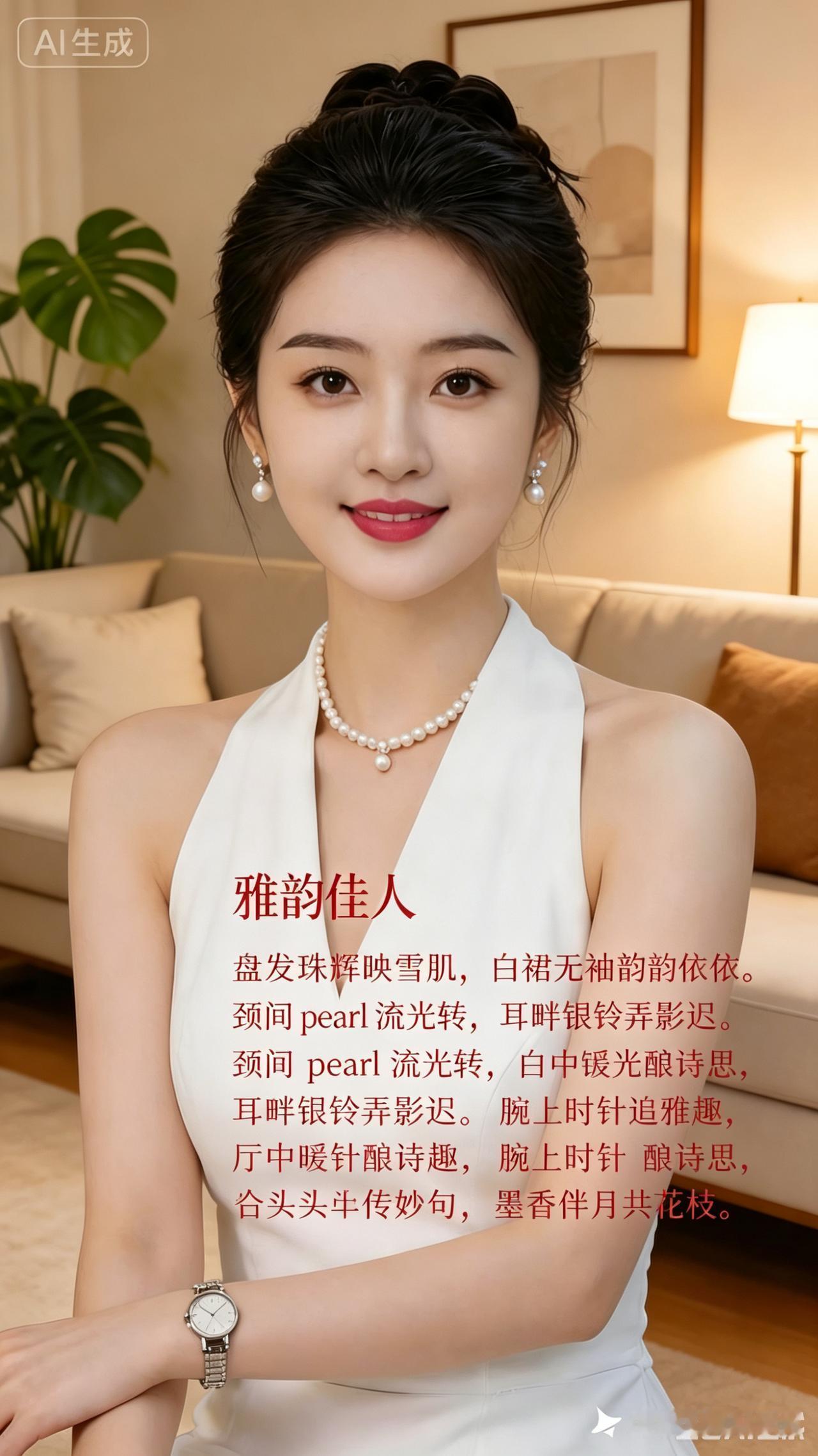 优雅女子，珍珠项链配白裙。珍珠白裙 珍珠白裙写真 大家评:
