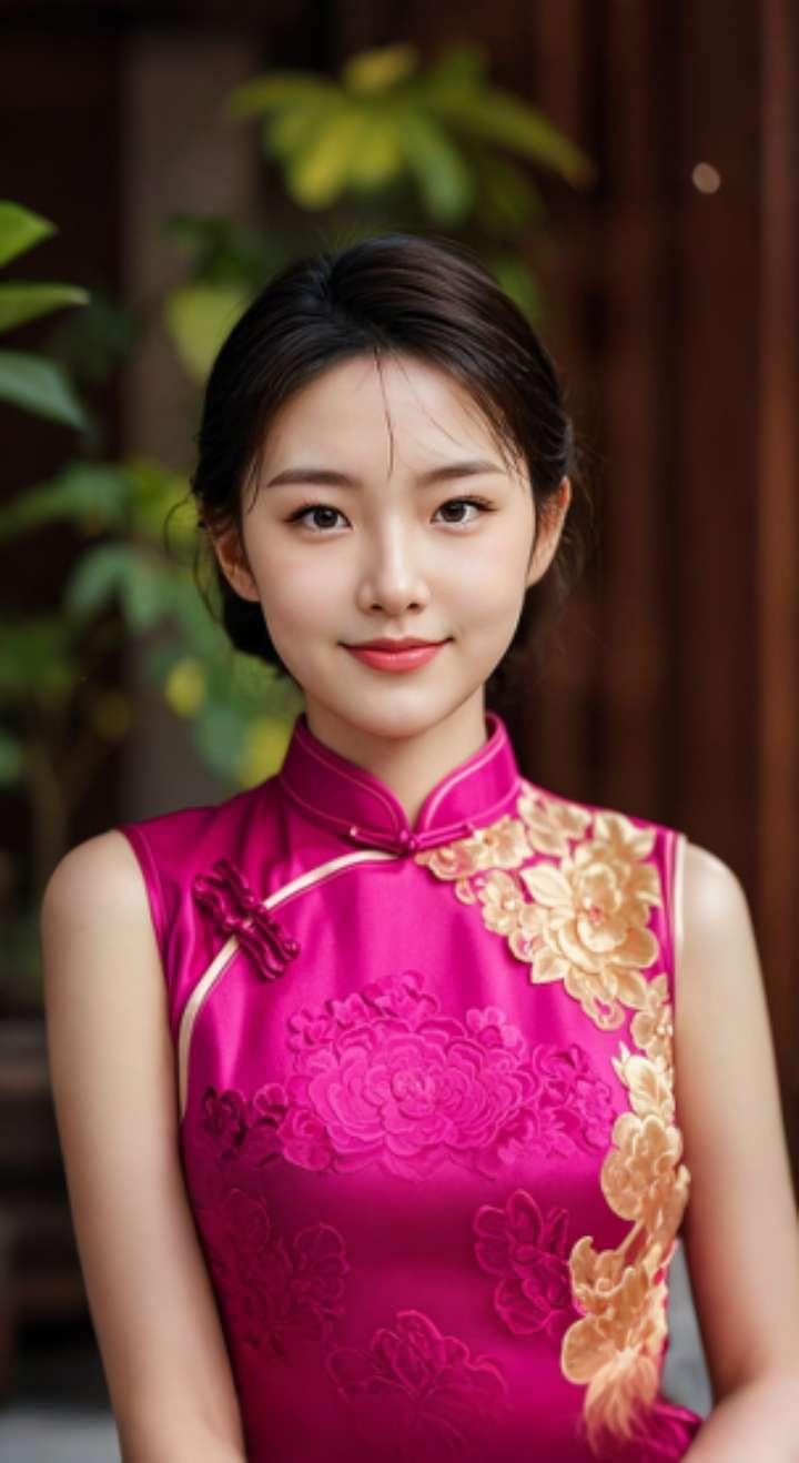 AI扩图 AI艳粉微笑