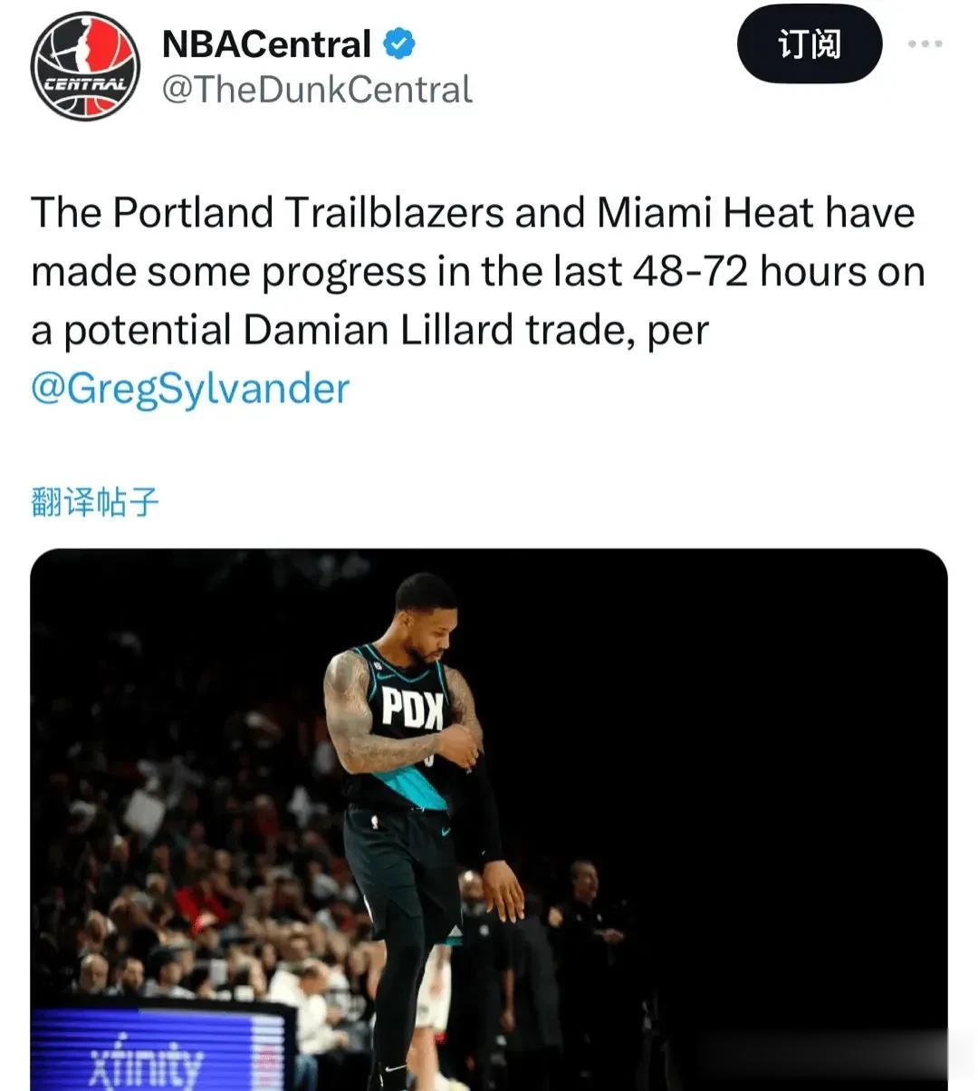 Greg：开拓者和热火在过去 48-72 小时内在潜在的利拉德交易上取得了一些进