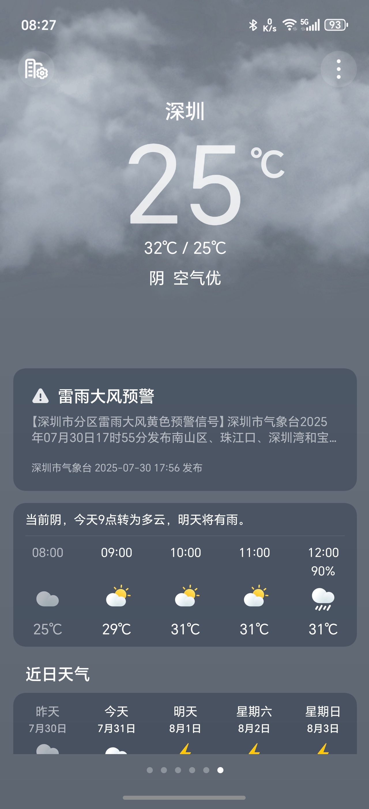深圳暴雨早上好呀老铁们，今年这天气真的很异常。台风的原因，最近几天好多地方都在下