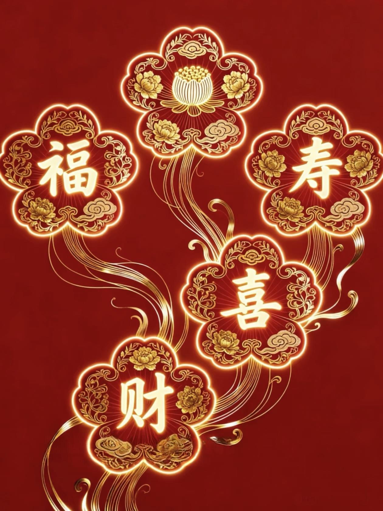 福禄寿喜财  好运全都来
传统文化 绘画 艺术