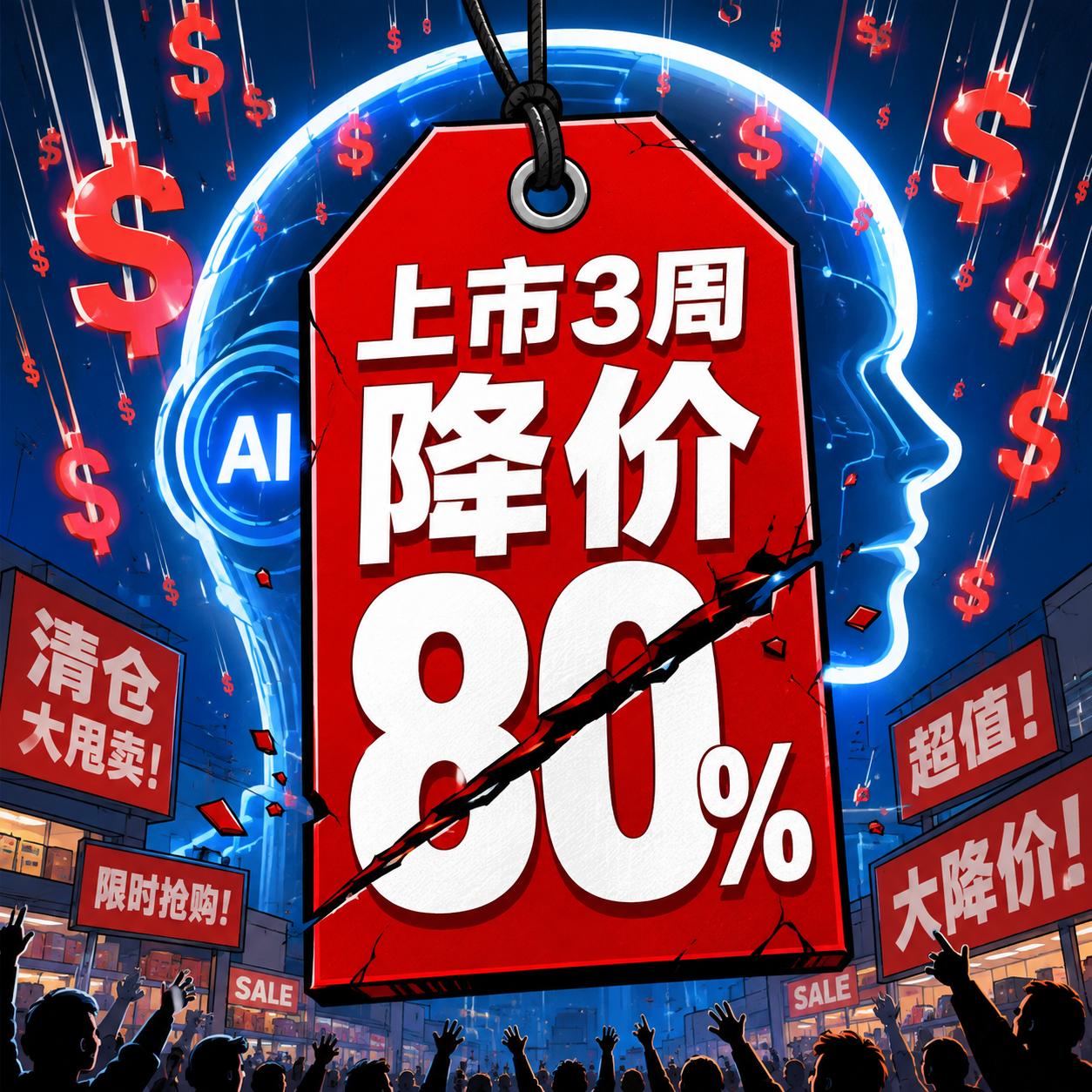 刚上线3周的AI模型，突然宣布降价80%。这不是发福利，是扛不住了。

GPT-