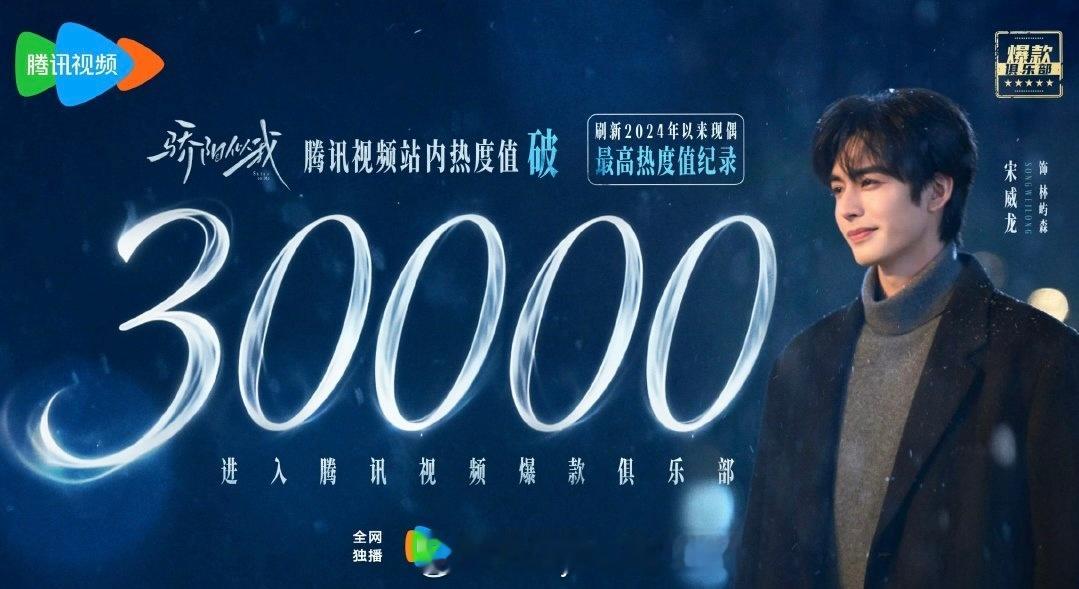 宋威龙现偶一年双爆 什么含金量不用多说！《骄阳似我》热度破三万，刷新腾讯视频20