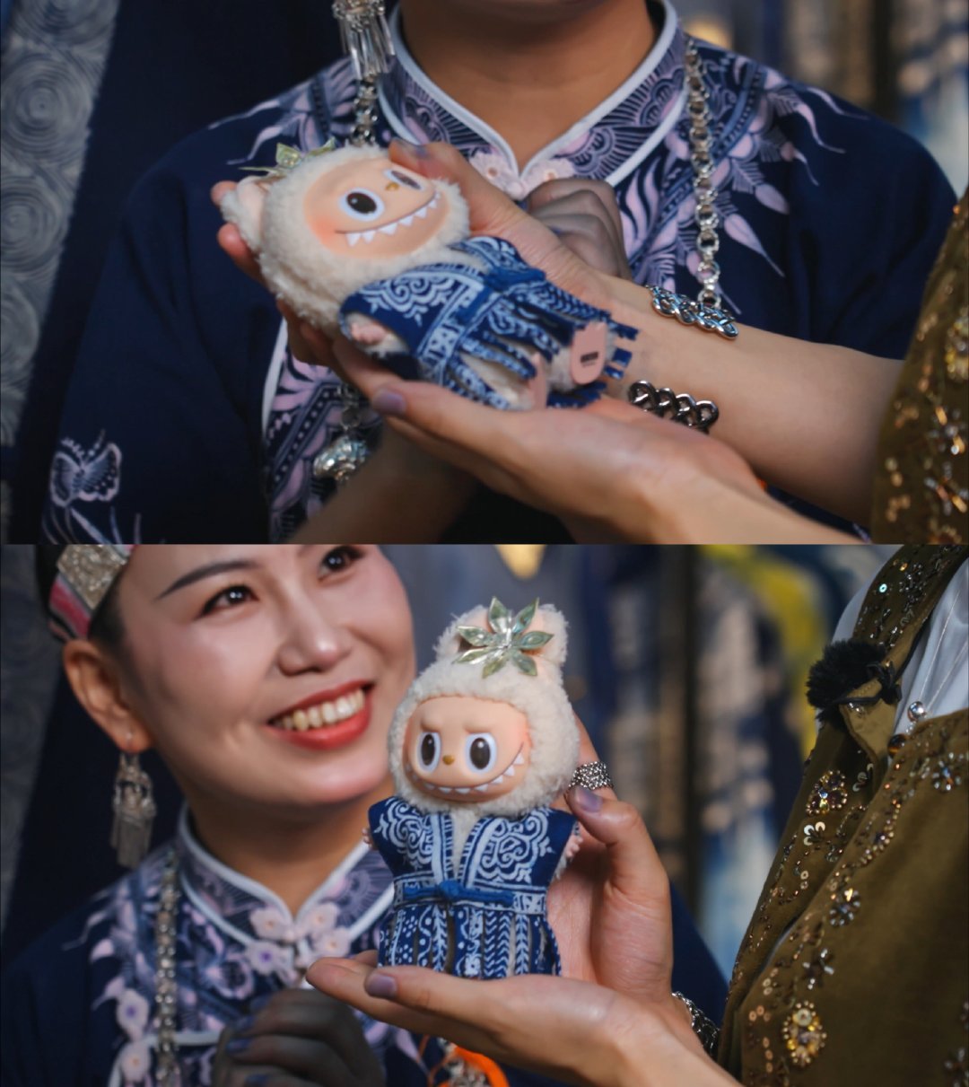 姚安娜拿到了全球限量labubu《非遗之城·宝藏季》太会了！丹寨千年蜡染撞上潮玩