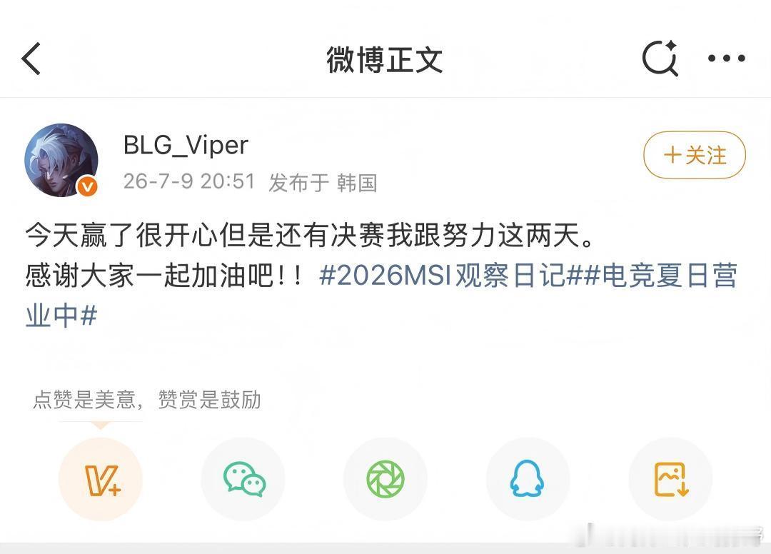 BLG加油呀！！！后天就看你们的了！！！一定要顶住呀！！！Viper决赛继续冲