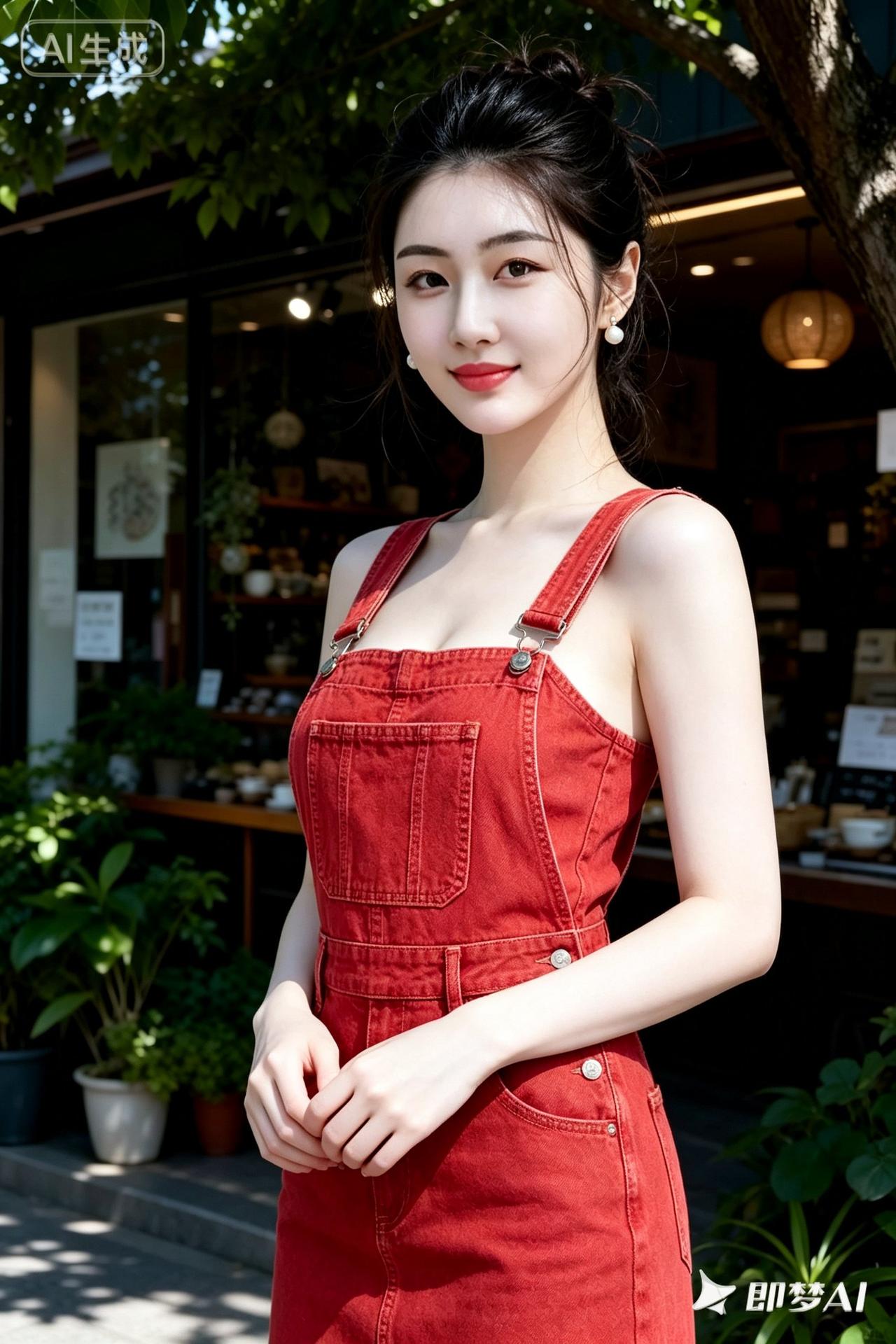 元气少女穿搭指南：红色背带裙，甜美又时尚！