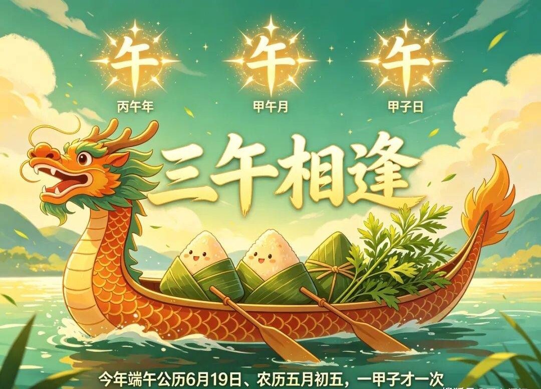 今年端午60年一遇核心是三午同聚，六十甲子一轮回，整整60年才重现一次：1. 午