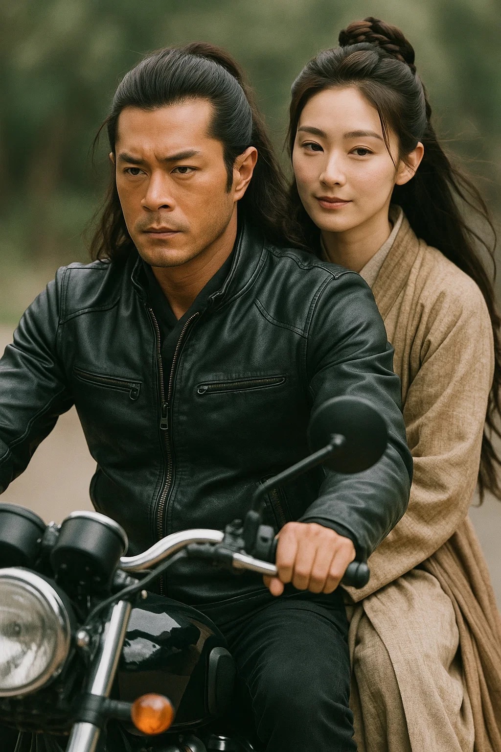 文生图能力对比：Sora、豆包、元宝和Grok提示词：“古天乐版的项少龙，骑着一