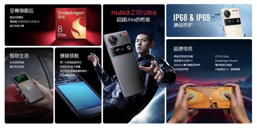 努比亚Z70 Ultra来了，骁龙8 至尊版，性能妥妥的， 第七代屏下摄像头，终
