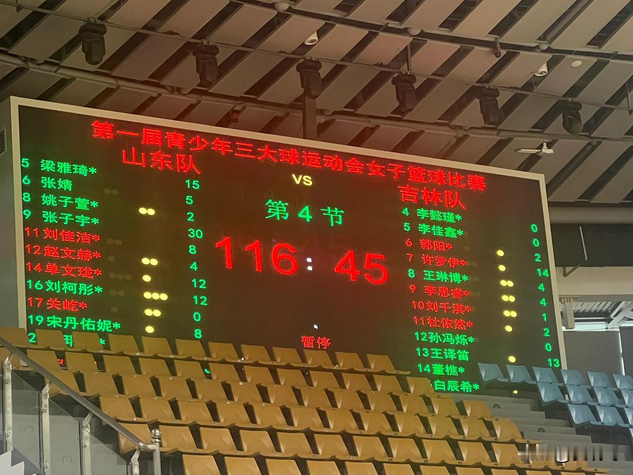 全国三大球赛，山东女篮轻松获胜，女篮版姚明张子宇打了不到一节，贡献30分。