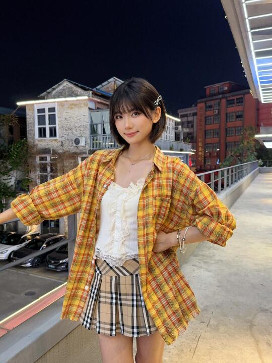 🌼黄色格子衬衫好活力呀！