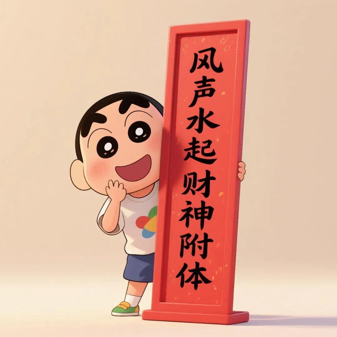敲可耐小新头像｜风声水起，财神附体