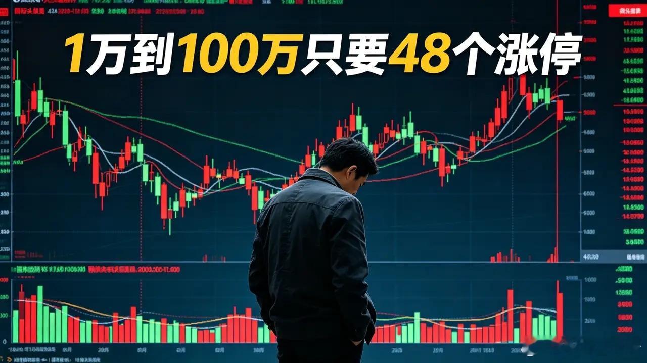 一万块钱到一百万，只需要48个涨停板一万块钱到一个亿，也才97个涨停板。这数据谁