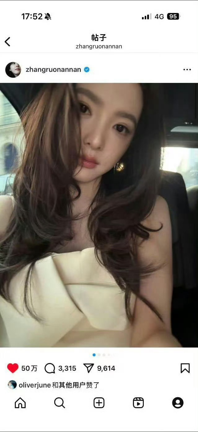章若楠ins最新发的这么快就破50w赞了 