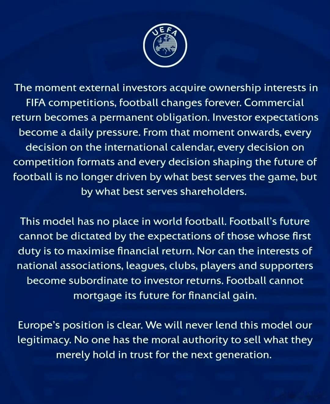 彻底分庭抗礼！欧足联全员官宣抵制FIFA赛事，自研专属世界杯计划正式提上日程欧足