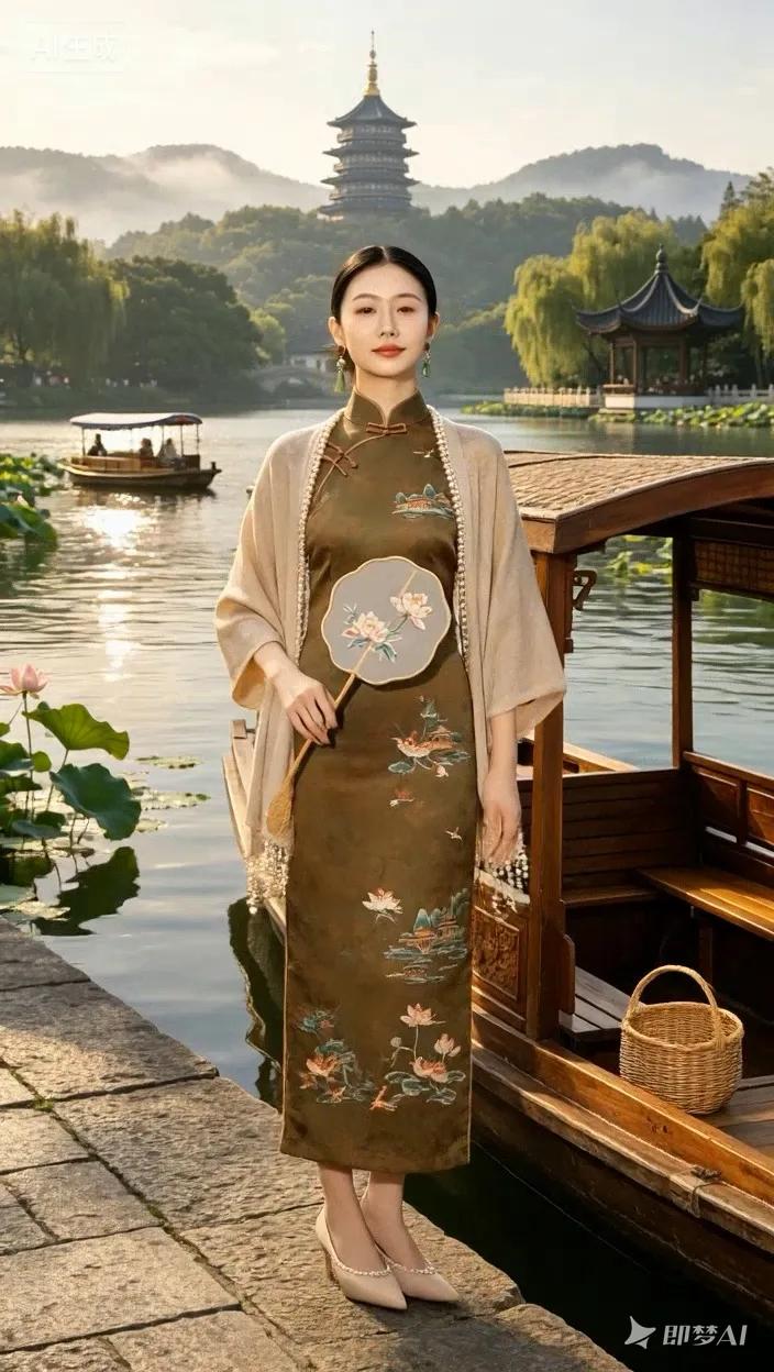 七绝●西湖美景/古韵   

碧水青山万物苏，
红莲绿柳美西湖。
轻摇羽扇游船上