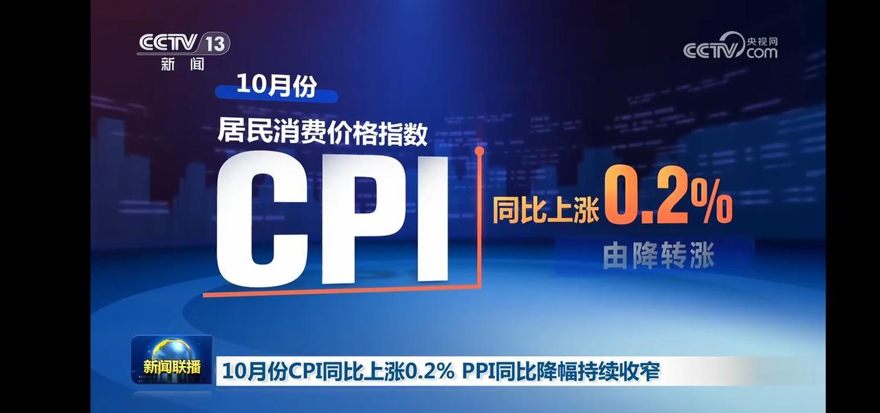 10月CPI同比上涨0.2%，居民消费价格指数微升