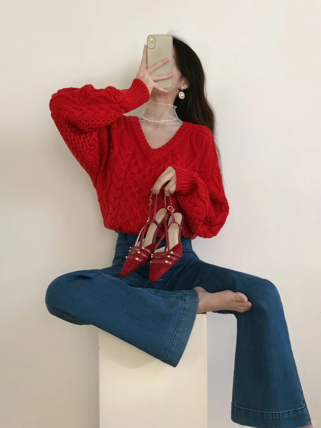 悄悄期待下秋冬🍂10套小个子红色毛衣穿搭❤️