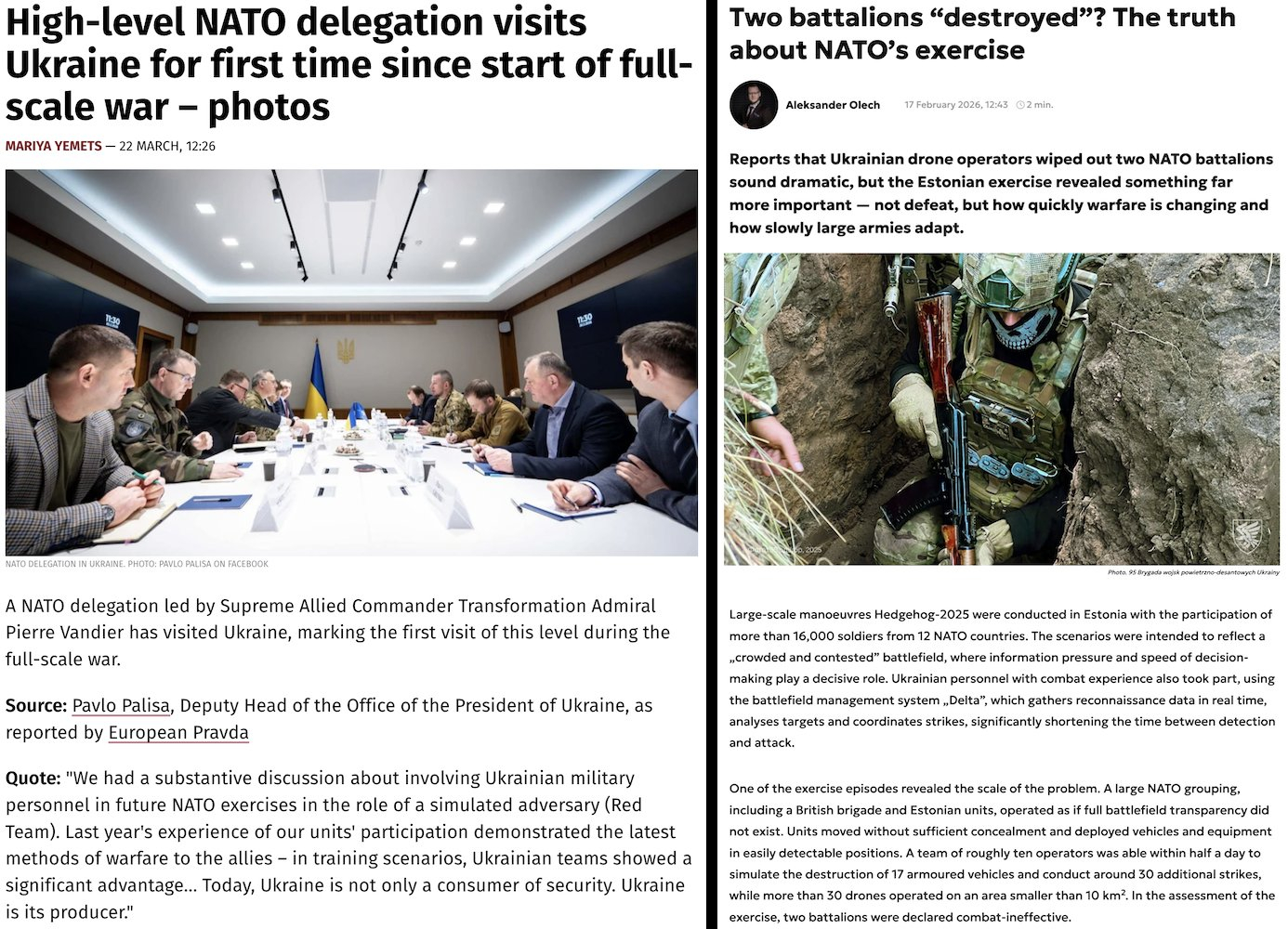 北约高层军方代表团战时首次访乌 讨论引入乌军经验参与北约演训乌克兰方面通报，一支