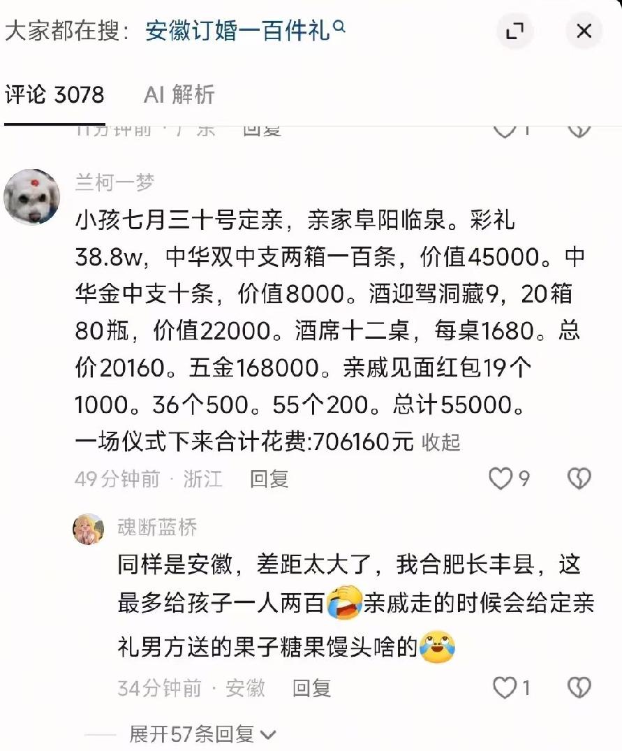 高额彩礼让男孩子们不敢结婚，彩礼从18万8到28万8，再到38万8，甚至118万