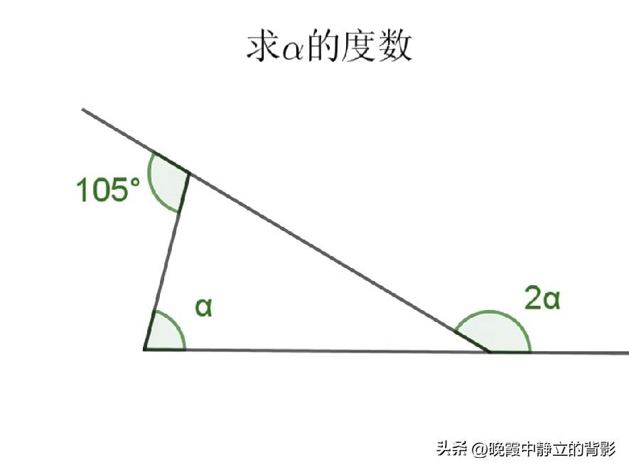 一道基础初中几何求角度题，α到底等于多少？三角形外角和内角的换算关系好理解吗？是