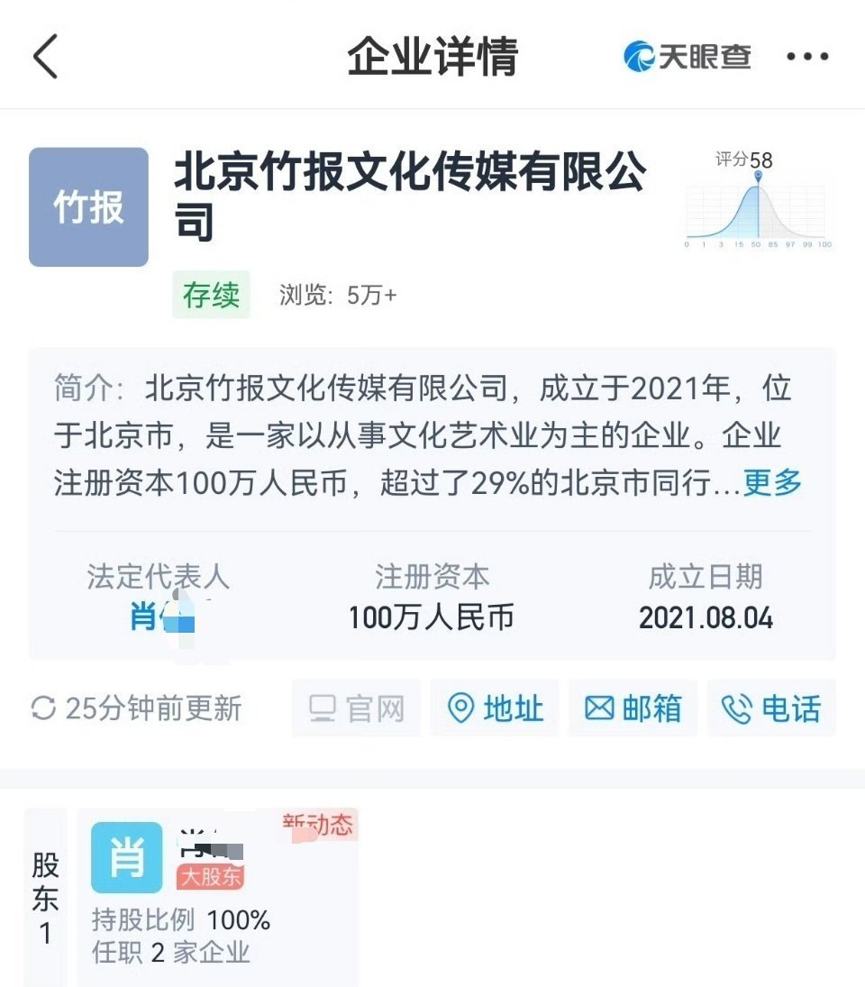 肖战有经济公司，公司名称:北京竹报文化传媒有限公司。肖战自己是竹报公司老板，自己