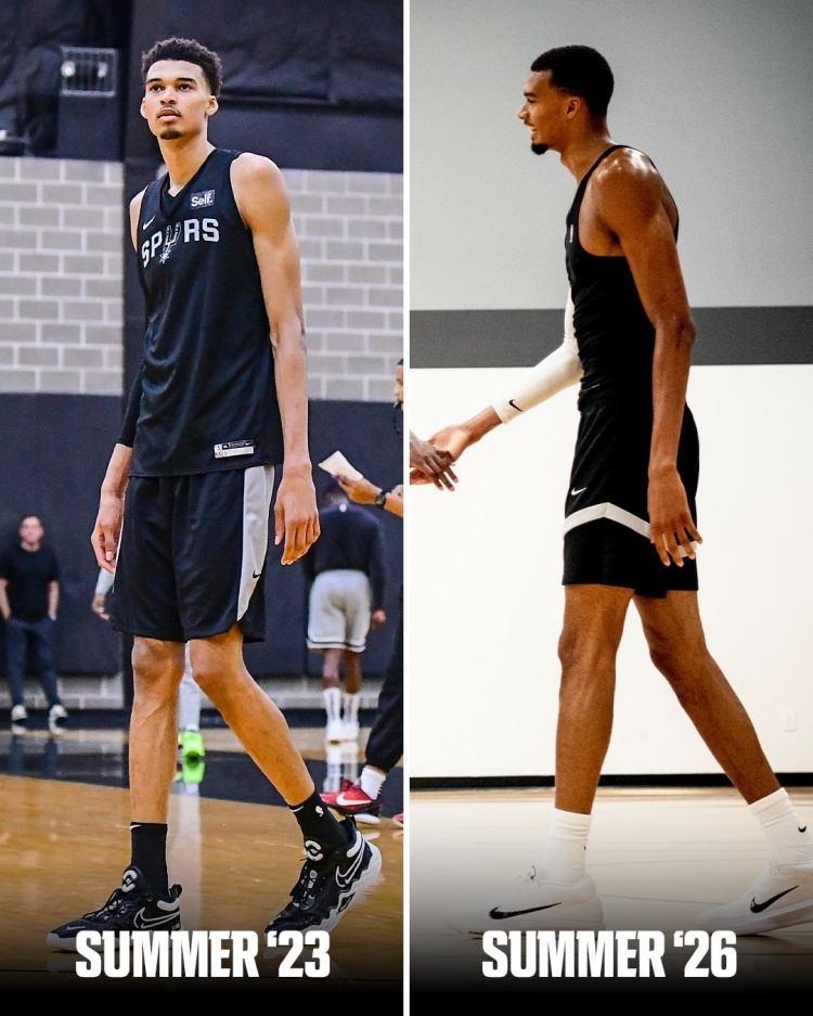 🔥确实在增肌！ESPN晒菜鸟赛季的文班亚马与其现今对比：这是个过程今天，美媒L