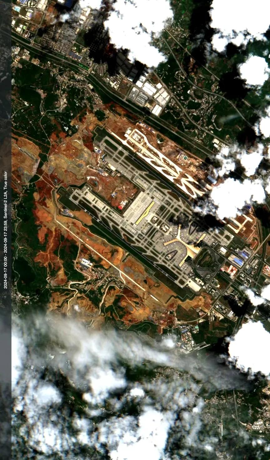 昆明市长水机场最近卫星图（9.17）