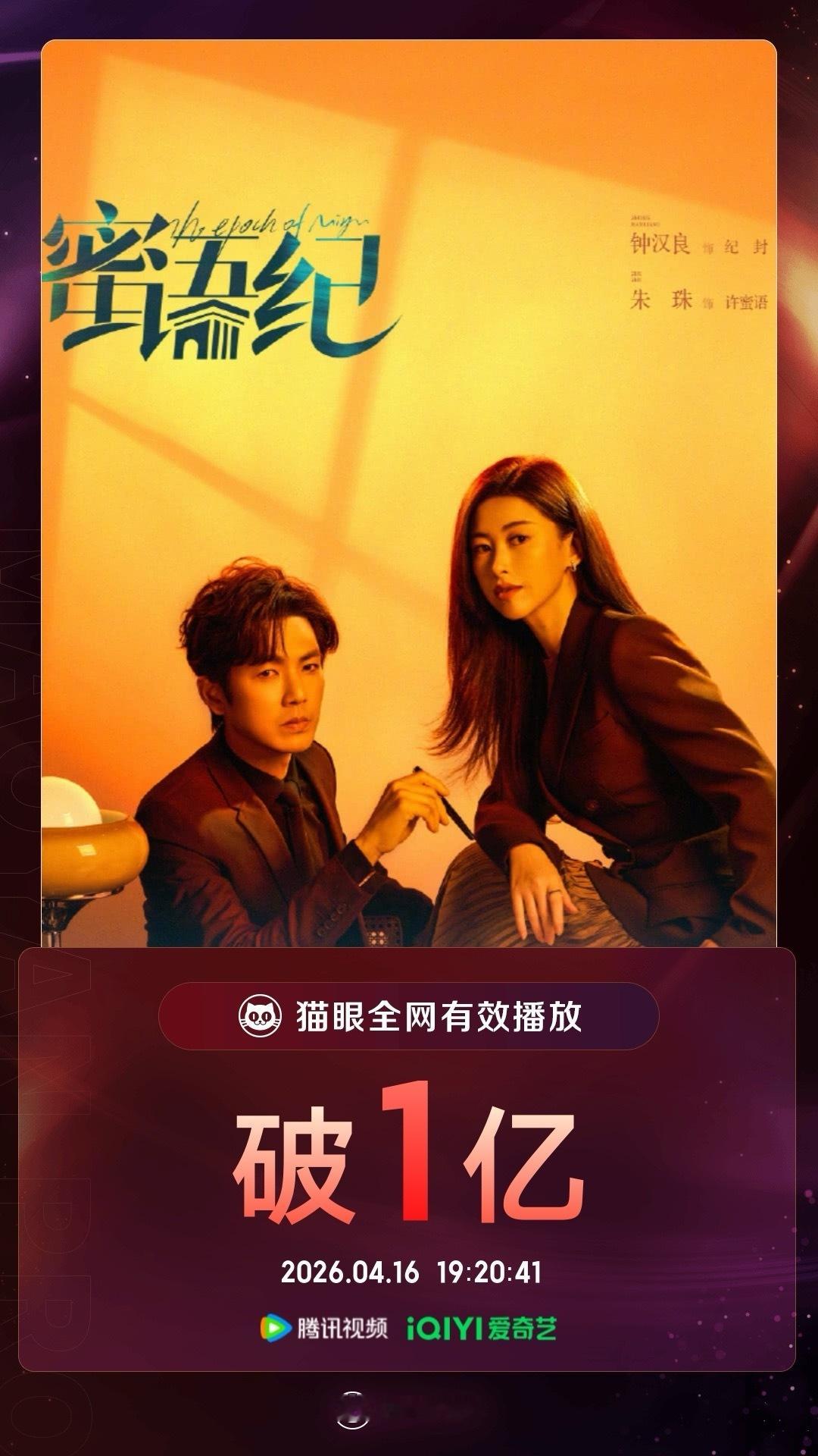 蜜语纪蜜语纪有效播放量破亿 据猫眼专业版数据， 领衔主演剧集《蜜语纪》热播中，全