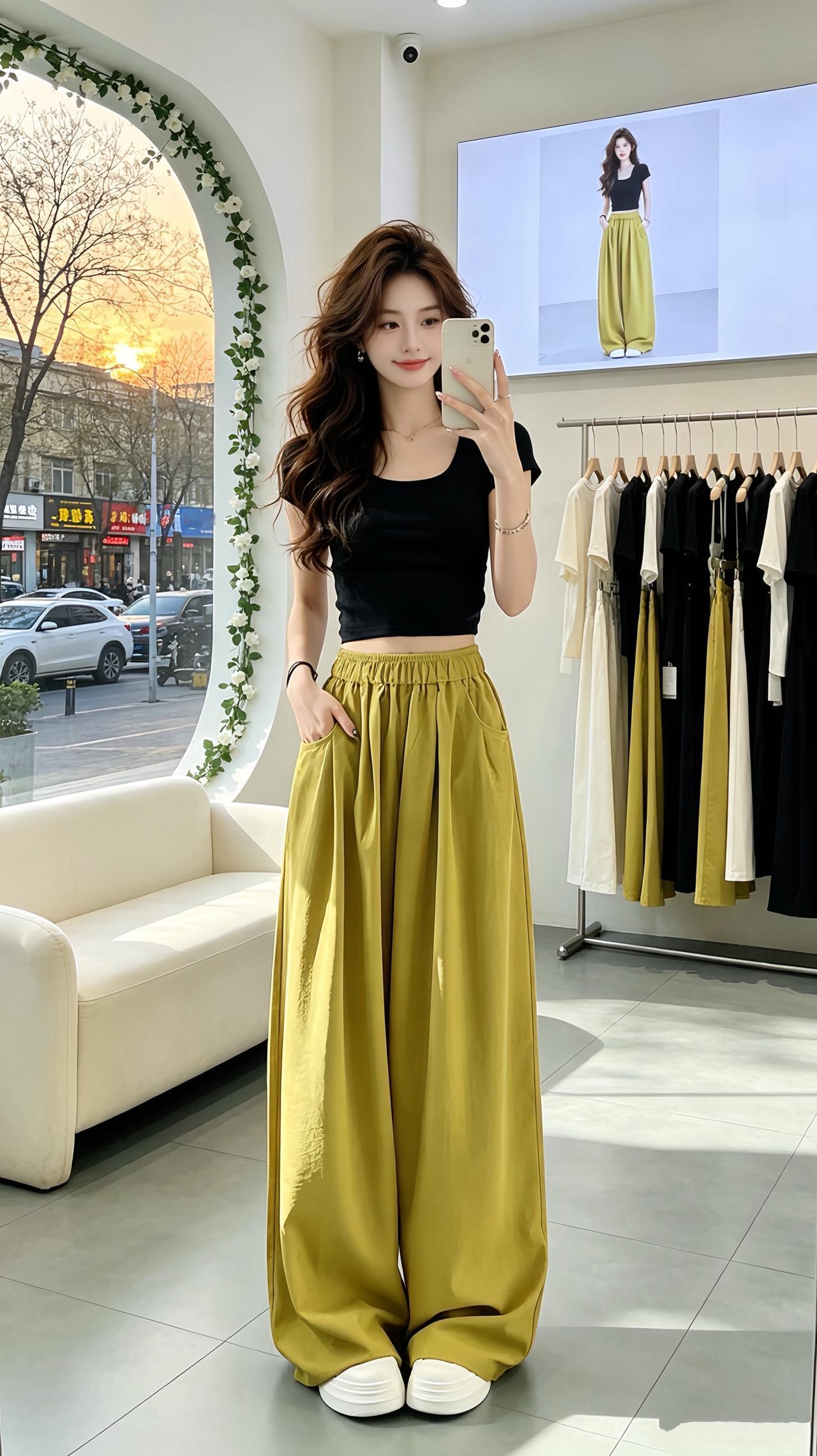 冰丝阔腿裤 高腰阔腿裤 显高显瘦显腿长 谁穿谁好看