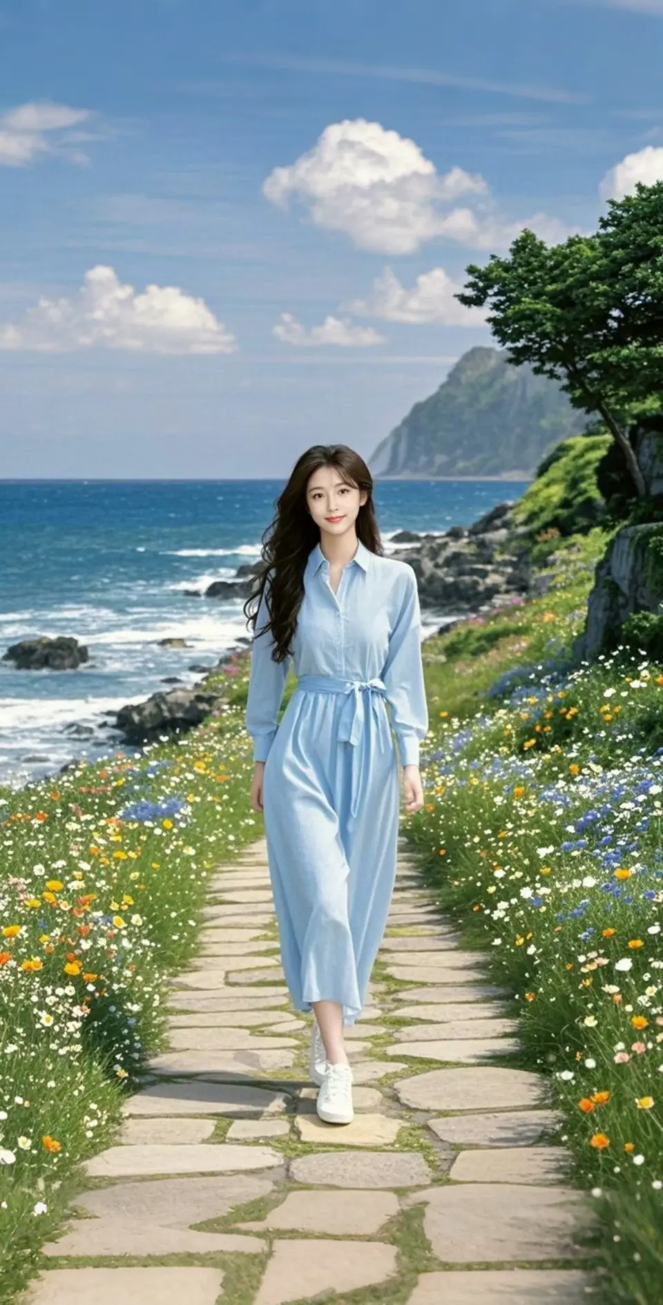 AI扩图 AI花路海风情