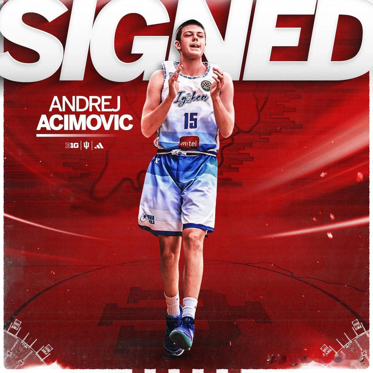 波斯尼亚内线Andrej Acimovic宣布承诺NCAA男篮 印第安纳大学，出