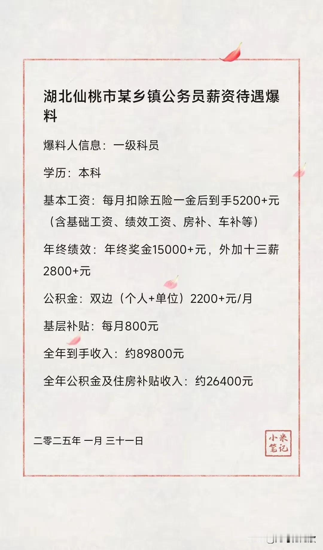 所谓公务员，一年就这么几个子，特别是乡镇的，一年忙到头，根本不能存到几块钱，真是