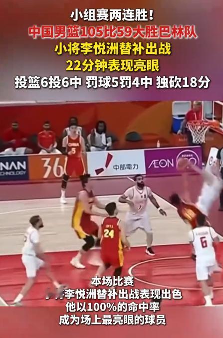 巴林这次憋惨了！[太阳]

9月12日，亚运男篮C组，中国队105比59拿下巴林