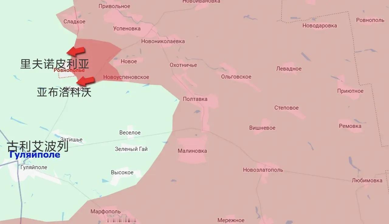 俄军东部集群今天在扎波罗热东部地区向前推进约2公里，攻入亚布洛科沃和里夫诺皮利亚