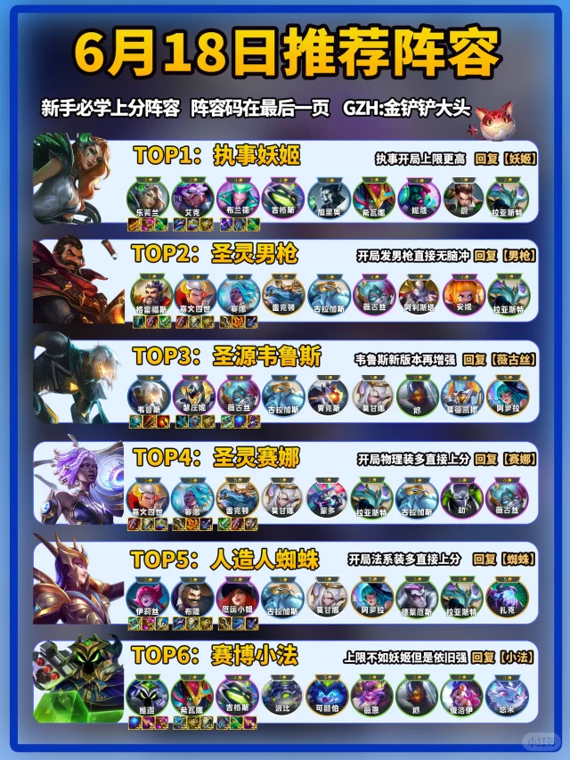 新手必看！6月18日金铲铲最新上分阵容推荐！
