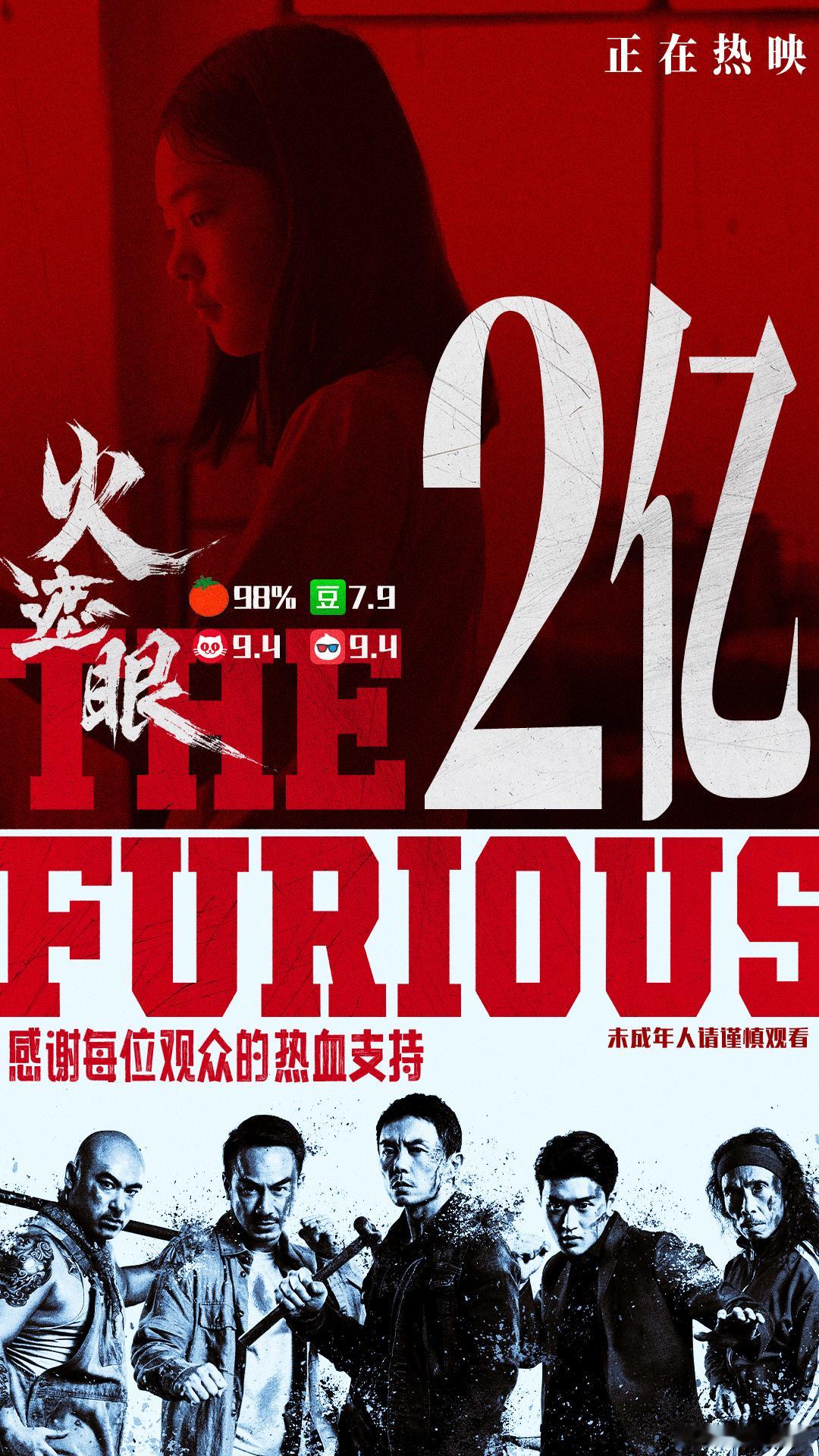 电影火遮眼票房破2亿 电影《火遮眼》票房正式跨过两亿大关，影片自上映以来凭借着精