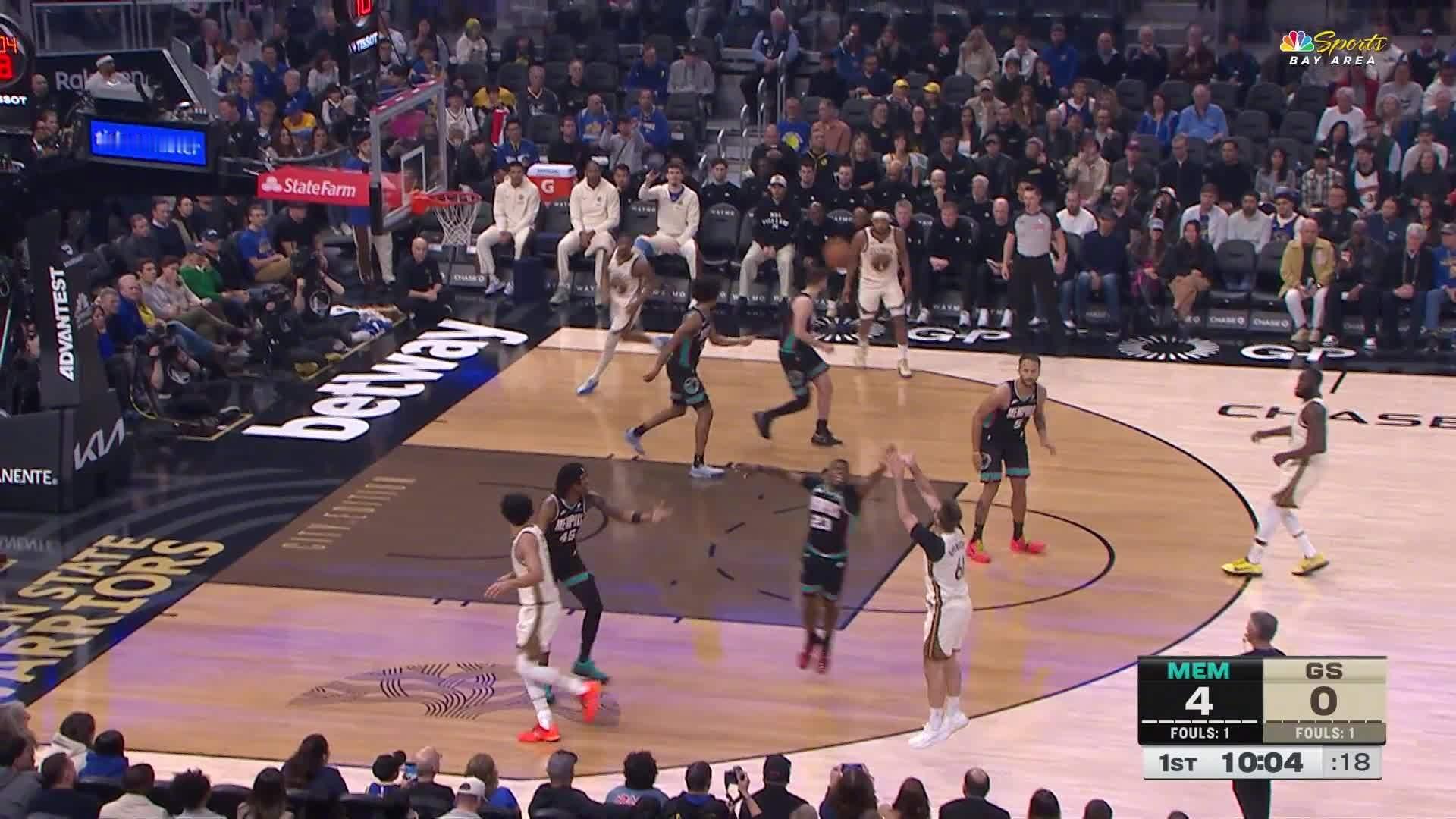 斯宾塞侧翼三分👌灰熊vs勇士