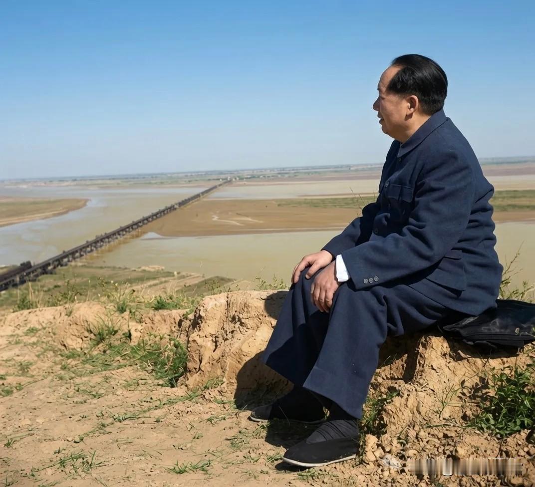现在已经十分罕见的毛主席1952年视察黄河的照片
毛主席曾说：“没有黄河，就没有