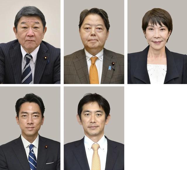 【败者复活赛】日本新首相预期参选人，左上起依次是茂木敏充（前干事长）、林芳正（官