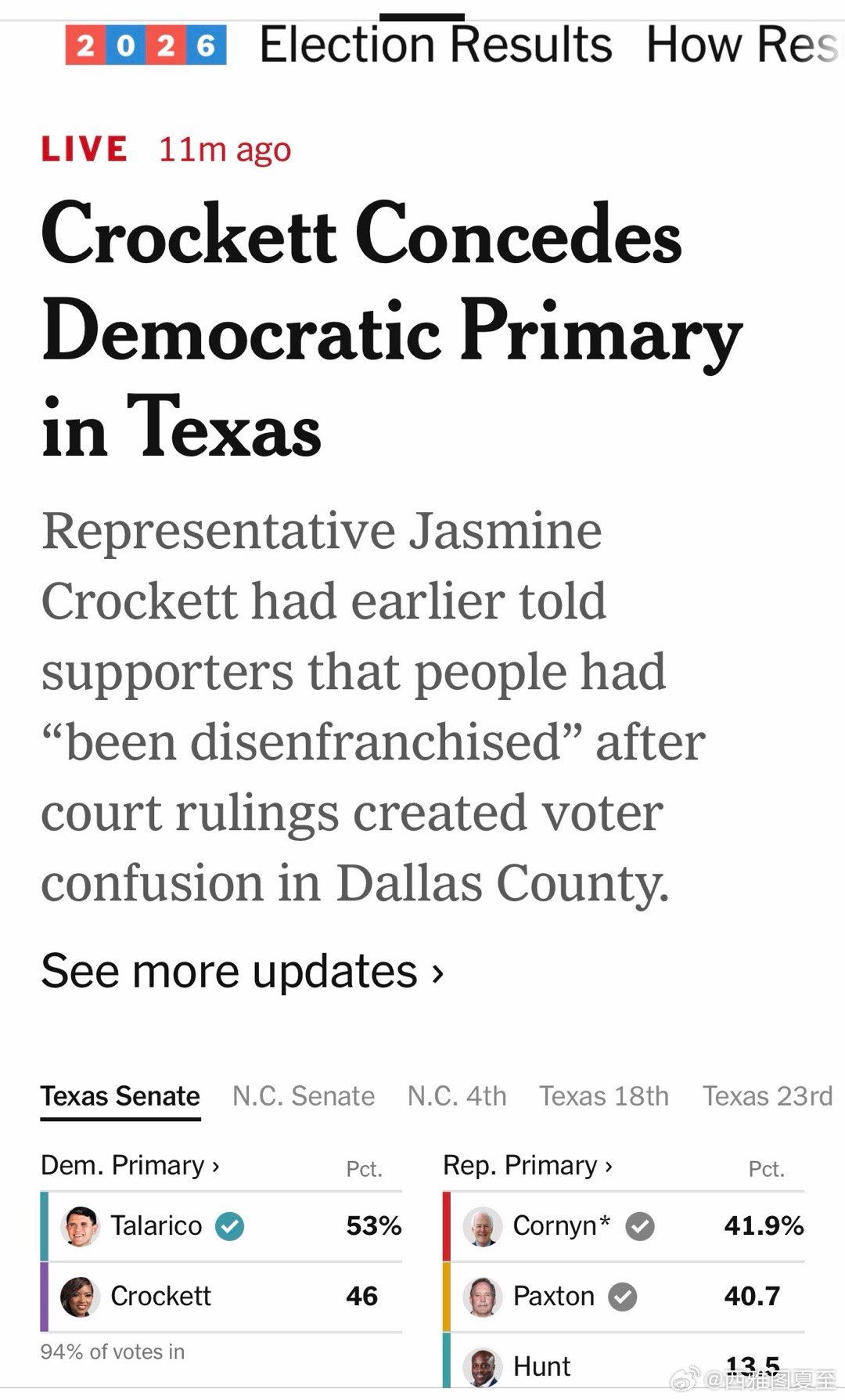 Crockett刚刚认输，Talarico是民主党今年十一月角逐Texas联邦参