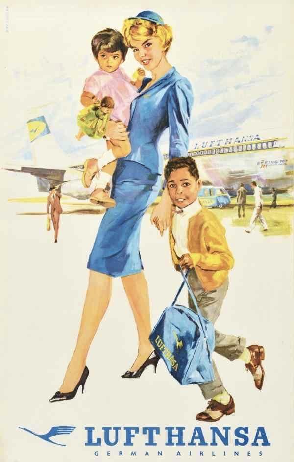 航空海报一览
这是德国汉莎航空（Lufthansa）1950年代的经典旅行海报，