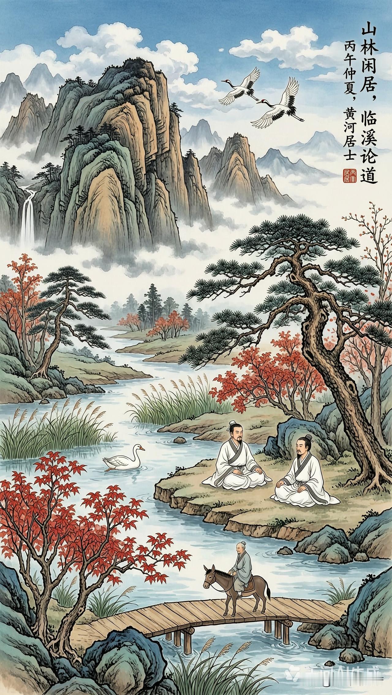 旧朝历代，贤人雅士，闲居山林，聚会论道，议论家国大事，逍遥自在！