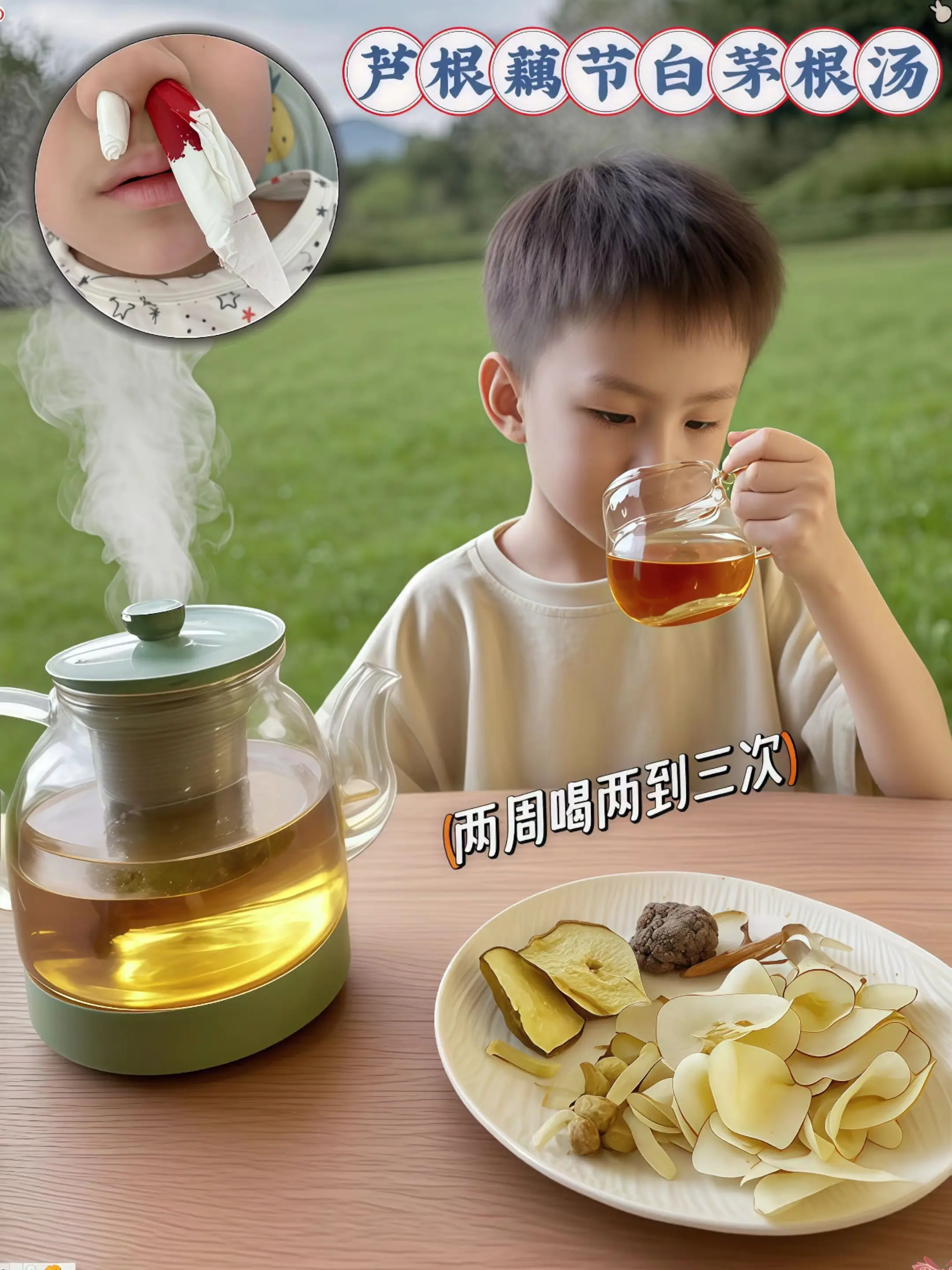 孩子常流鼻血，这个搭配要收藏好。芦根＋藕节＋白茅根先清水浸泡十分钟一捞...