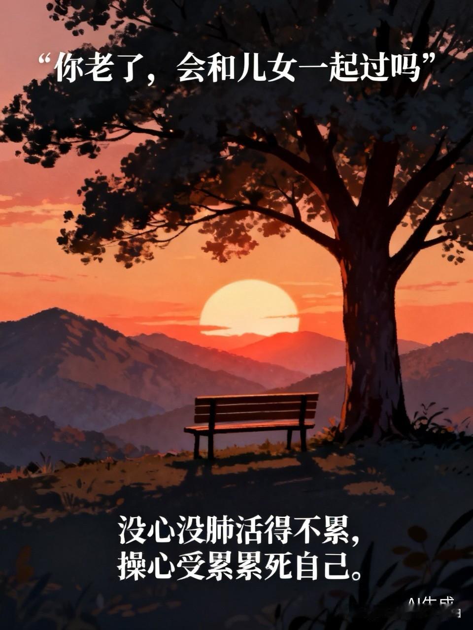 不会的吧？
哪个岁数算老？
我年过五十，女儿年近三十我都能感觉出来她是不喜欢和我